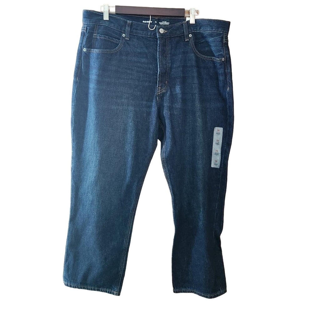 Old Navy Womens High rise Dark Wash cropped slouchy straight jeans size 16